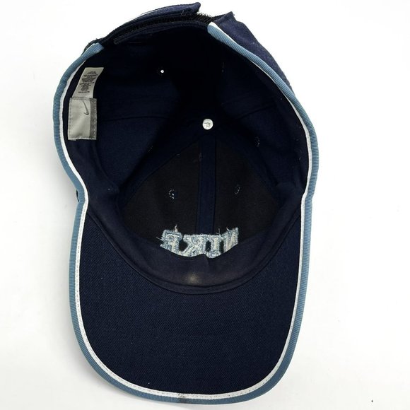 Vtg Nike Embroidered Letters 100% Wool Blue Mens OS Adjustable Baseball Hat Cap - Picture 6 of 7